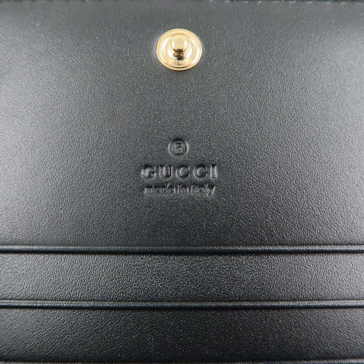 GUCCI Guccissima Leather Ribbon Bi-fold Card Case Black 406924