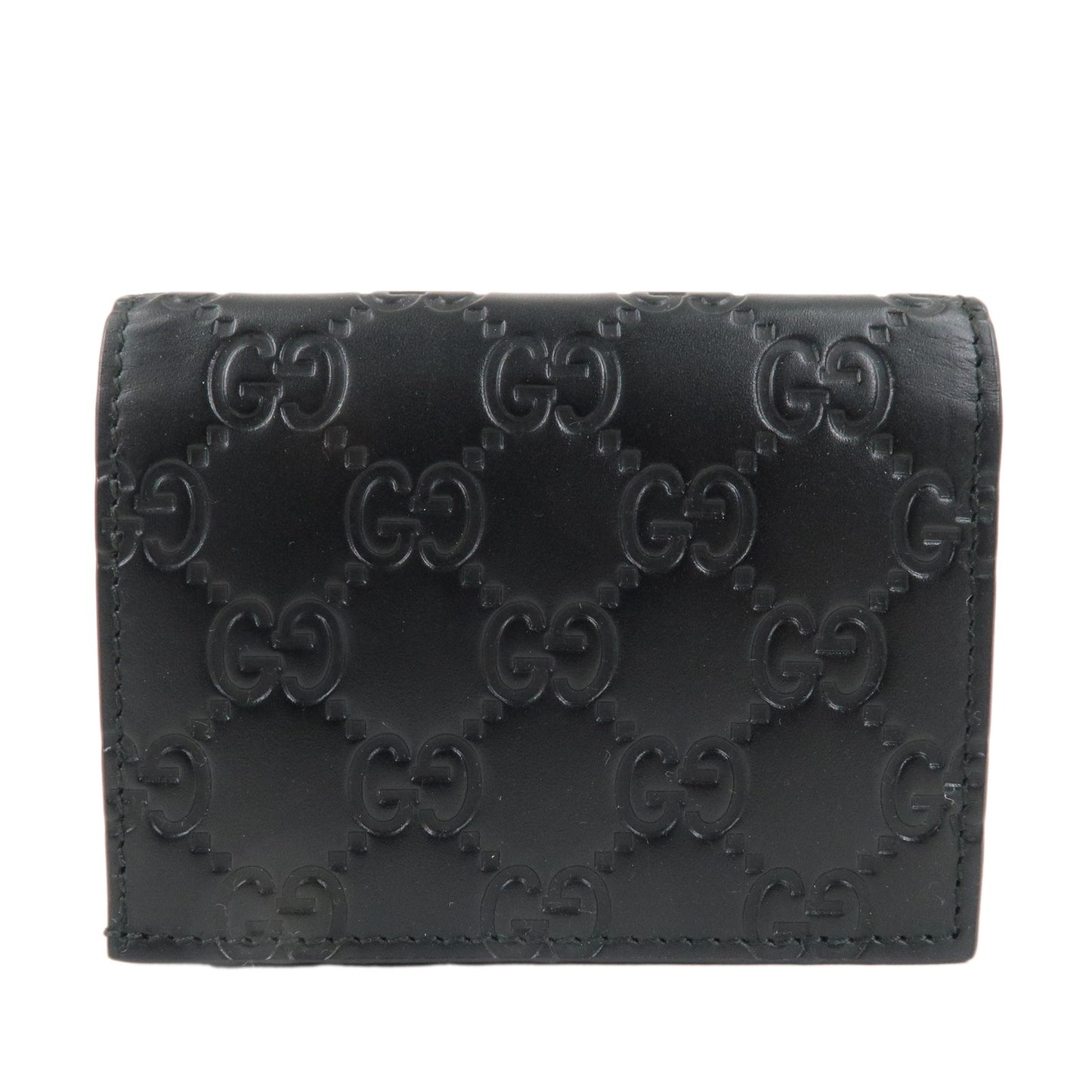 GUCCI Guccissima Leather Ribbon Bi-fold Card Case Black 406924