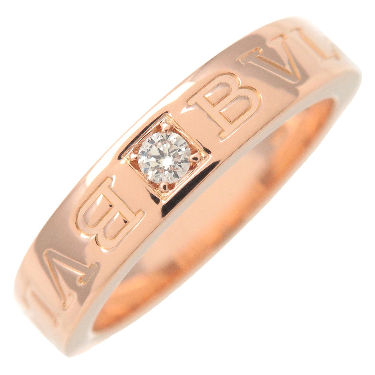 BVLGARI-Double-Logo-1P-Diamond-Ring-750PG-Rose-Gold-US6-EU51.5