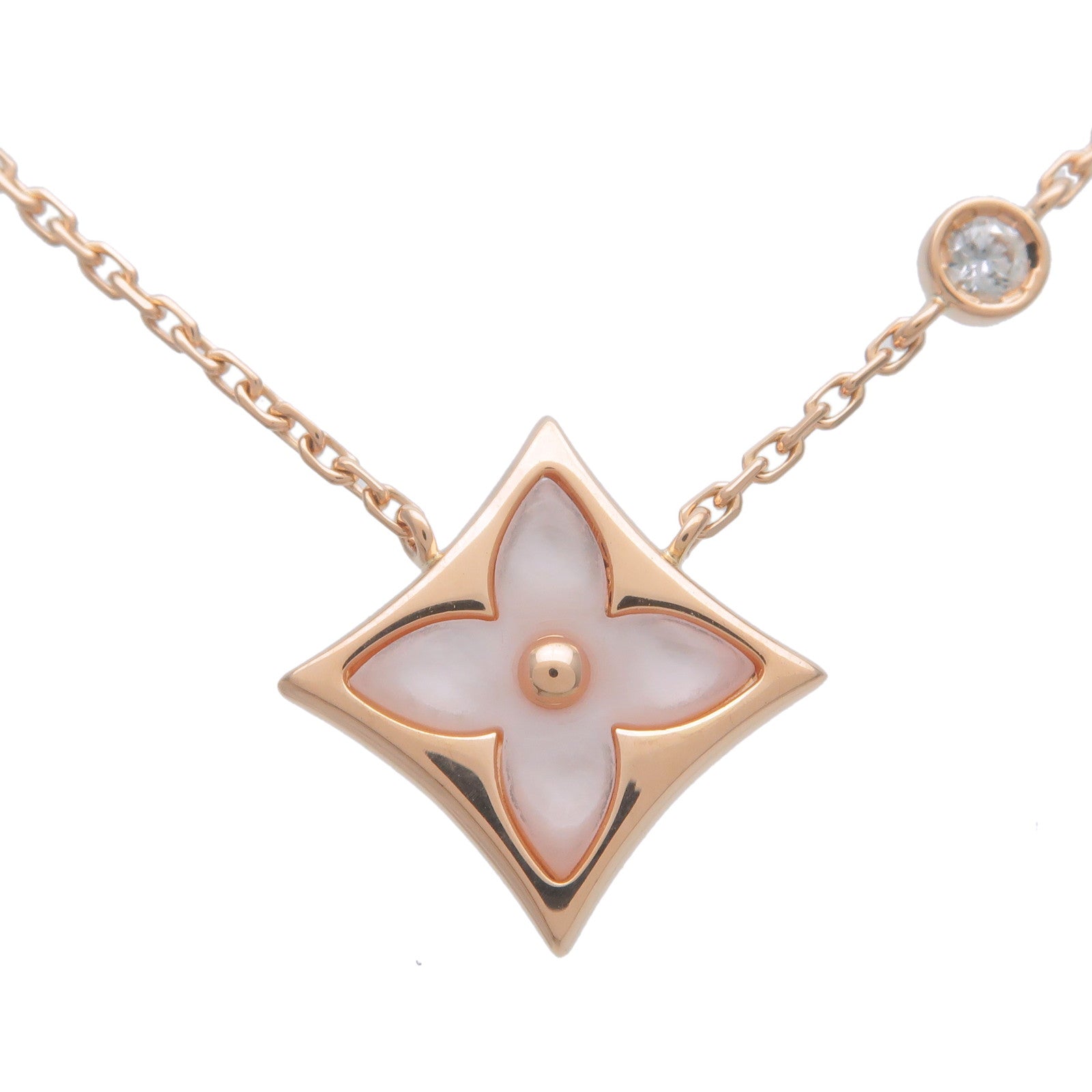 Louis-Vuitton-Pendentif-Star-Blossom-BB-1P-Diamond-Necklace-K18PG