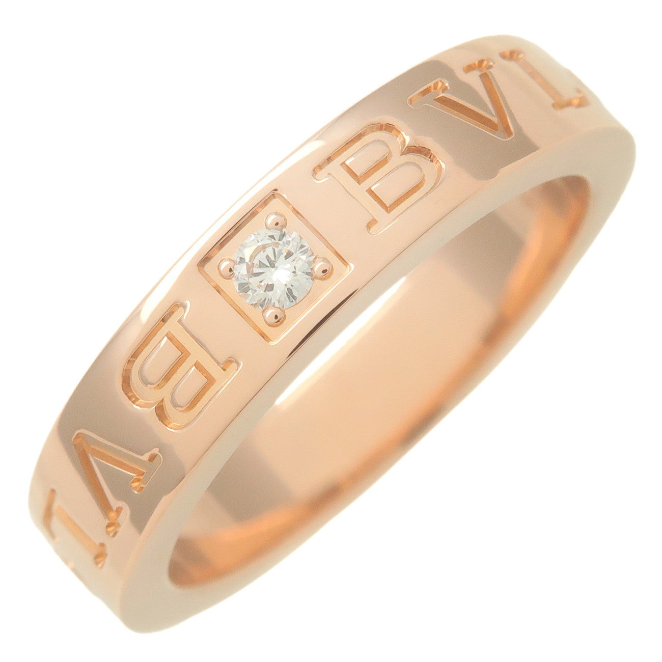 BVLGARI-Double-Logo-1P-Diamond-Ring-750PG-RoseGold-US5.5-6-EU50.5-