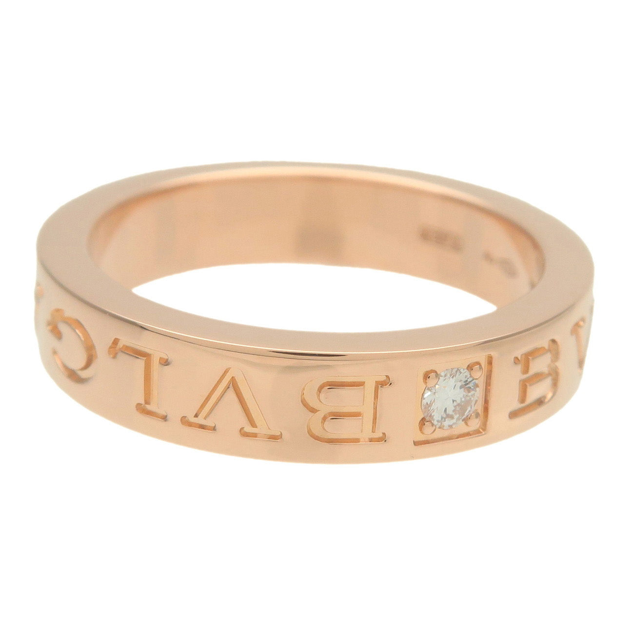 BVLGARI Double Logo 1P Diamond Ring 750PG RoseGold US5.5-6 EU50.5