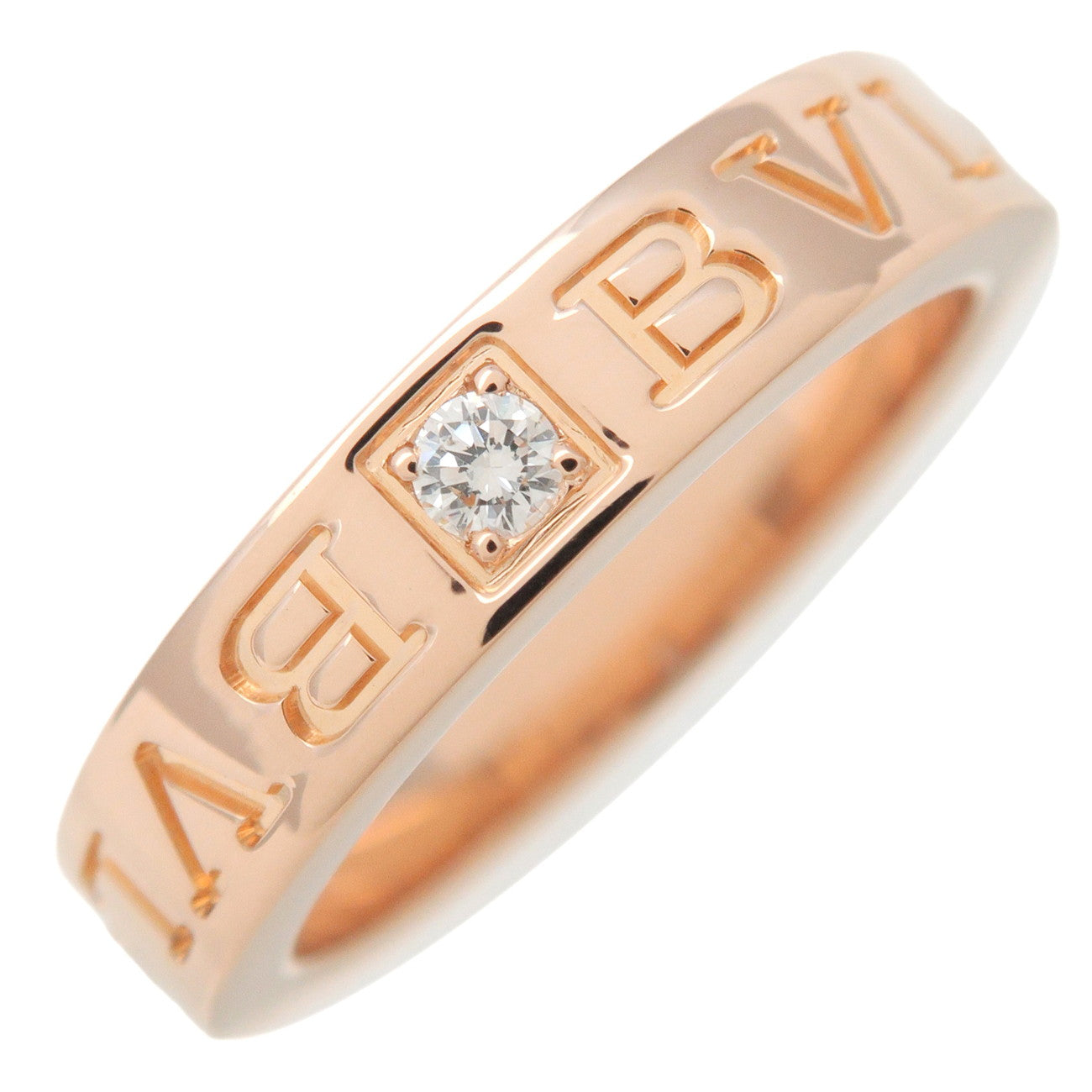 BVLGARI-Double-Logo-1P-Diamond-Ring-750PG-Rose-Gold-US5-5.5-EU50