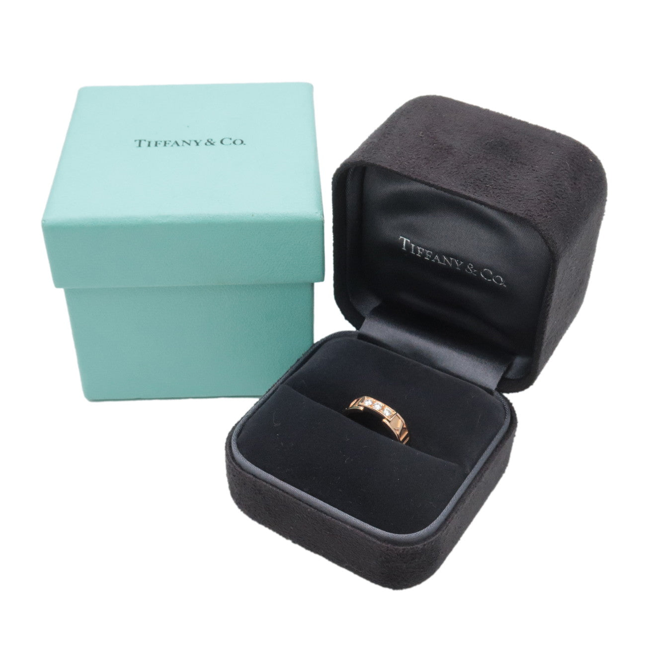 Tiffany&Co. Atlas 3P Diamond Ring K18 Rose Gold US4.5 EU48