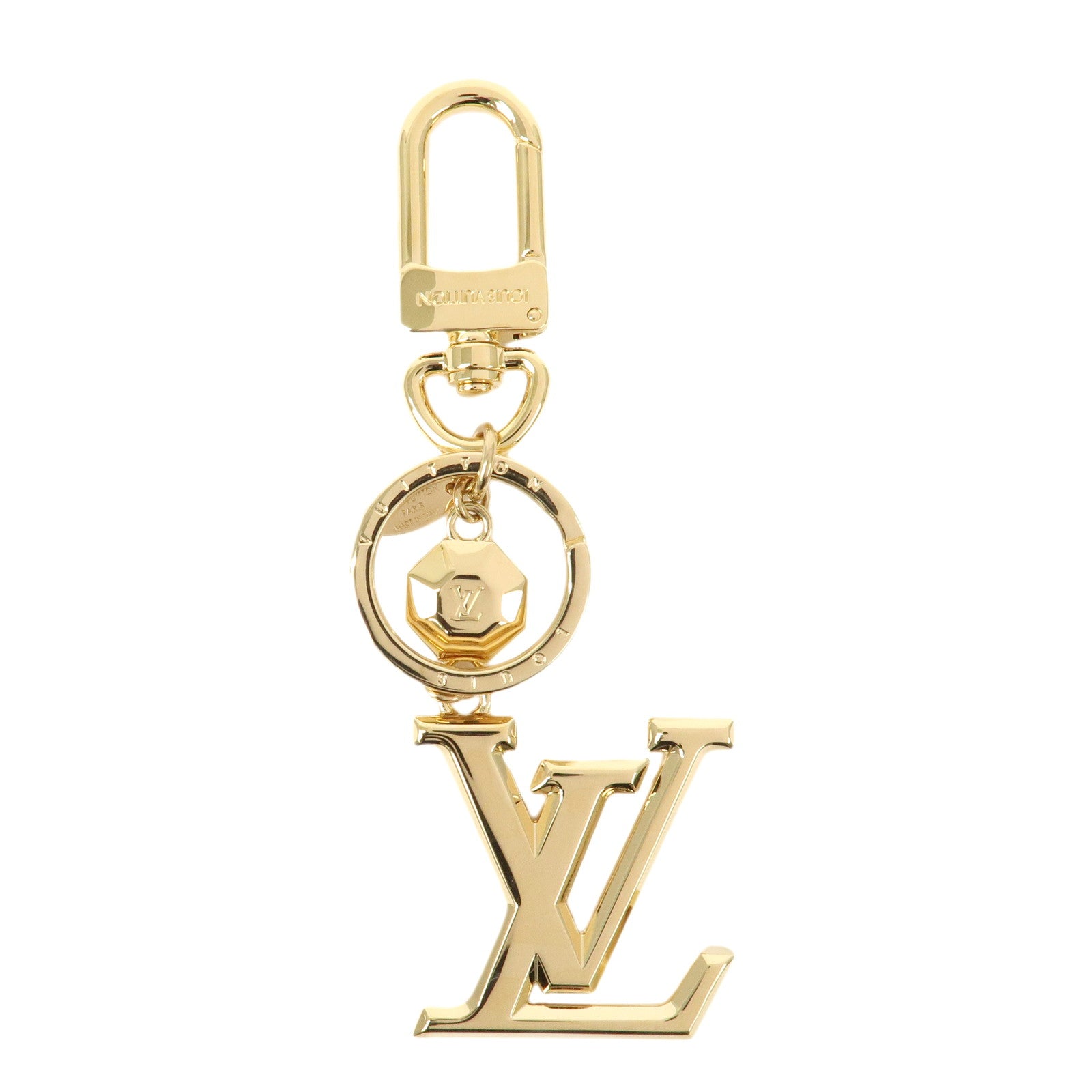 Louis-Vuitton-Key-Holder-LV-Facettes-Gold-Bag-Charm-M65216