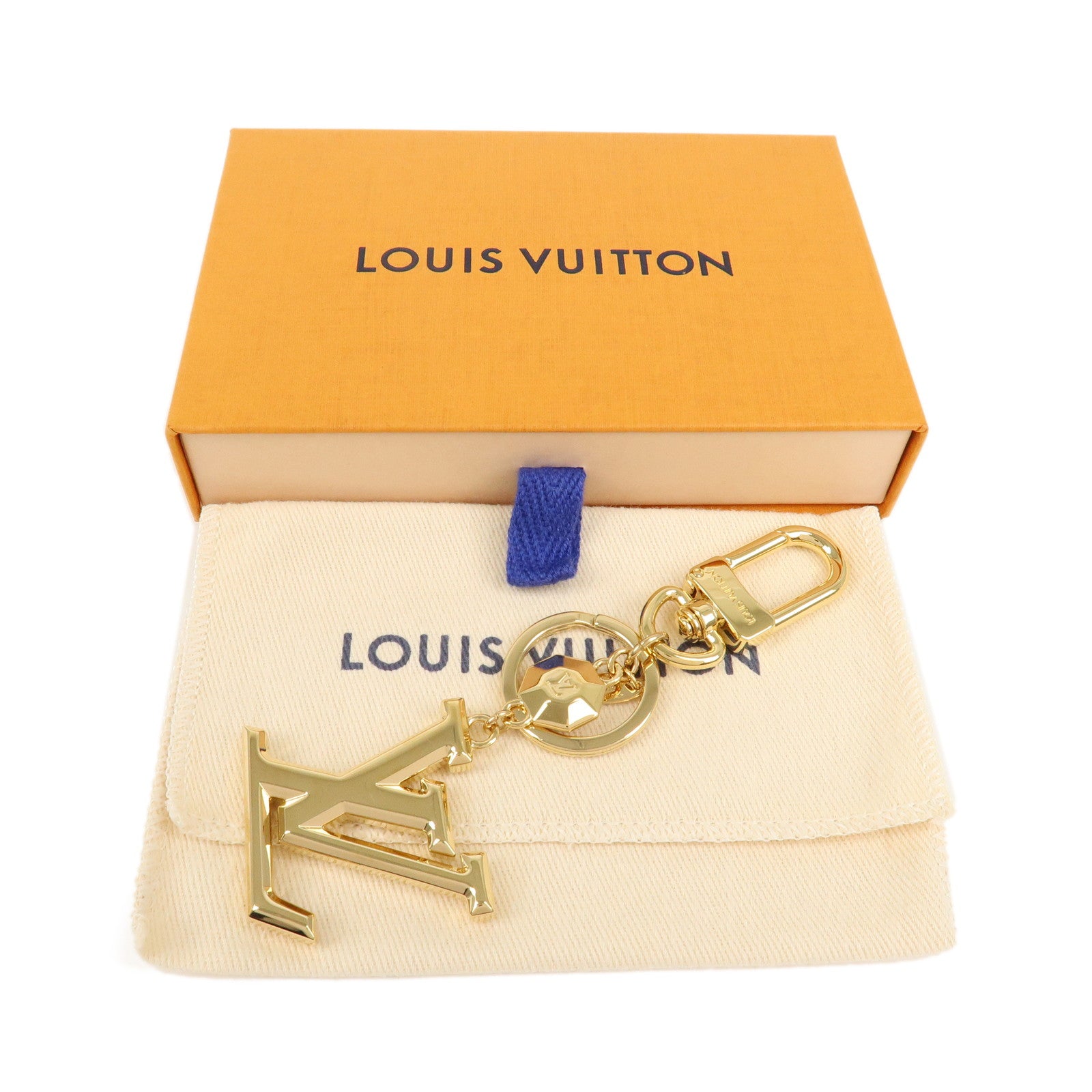 Louis Vuitton Key Holder LV Facettes Gold Bag Charm M65216