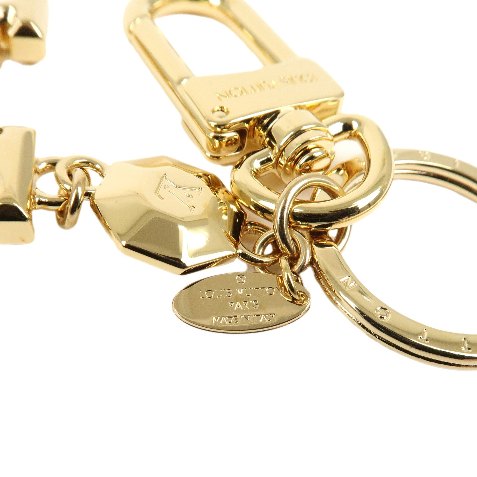 Louis Vuitton Key Holder LV Facettes Gold Bag Charm M65216