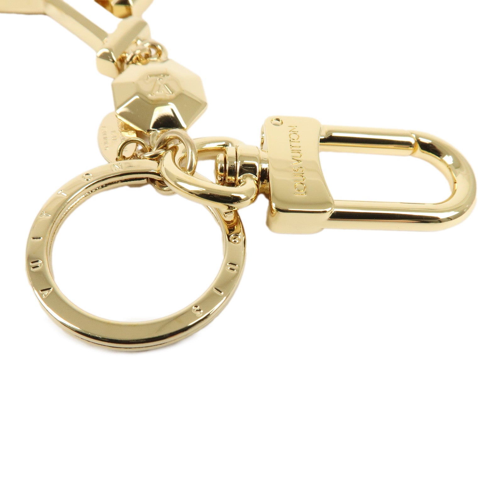 Louis Vuitton Key Holder LV Facettes Gold Bag Charm M65216