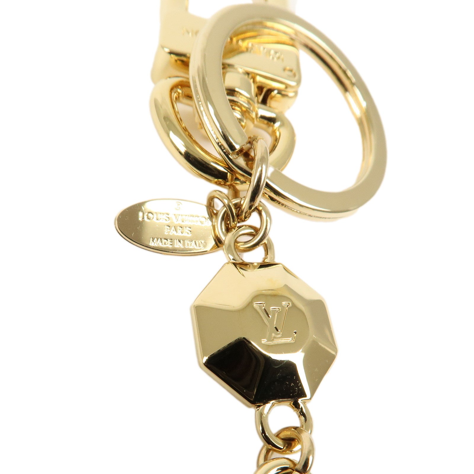 Louis Vuitton Key Holder LV Facettes Gold Bag Charm M65216