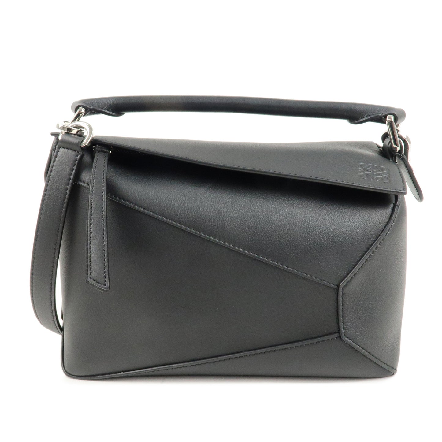 LOEWE-Leather-Puzzle-Bag-Small-2Way-Bag-Hand-Bag-Black