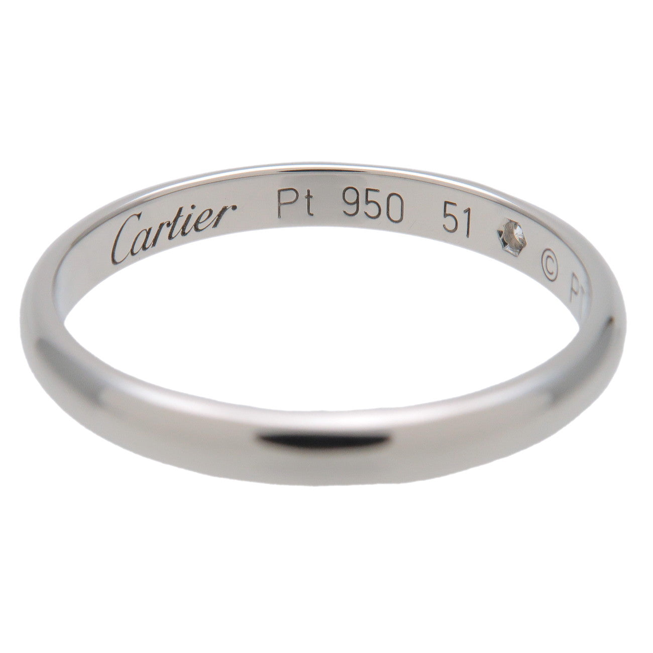 Cartier 1895 Wedding Ring 1P Diamond PT950 Platinum #51 US5.5-6