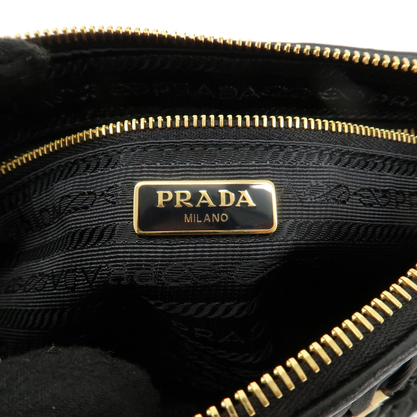 PRADA Nylon Leather Chain Shoulder Bag Crossbody Bag Black 1BH152