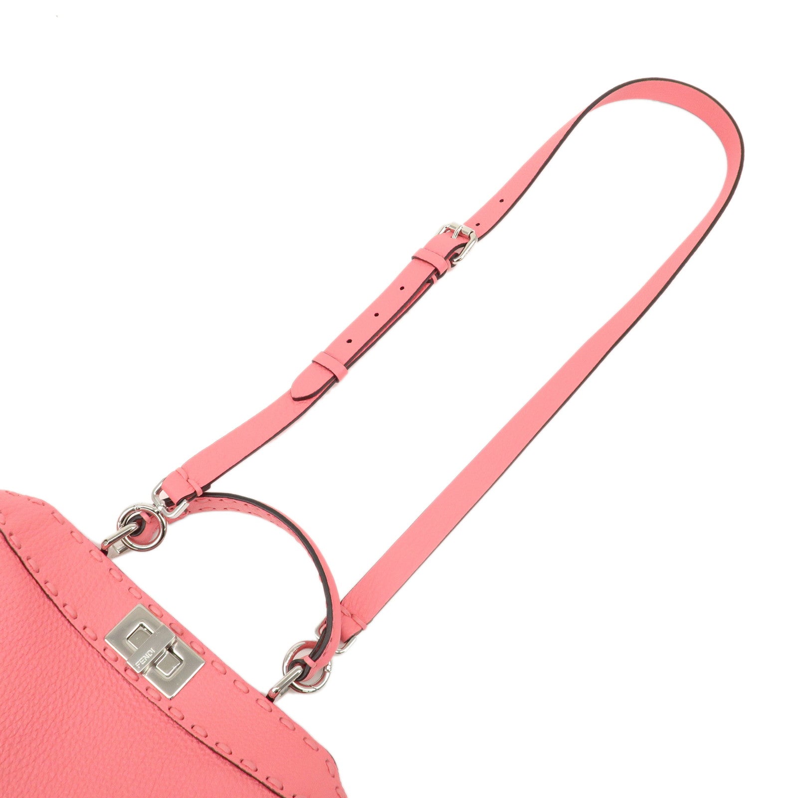 FENDI Leather Peekaboo I see U Small 2 Way Hand Bag Pink 8BN327