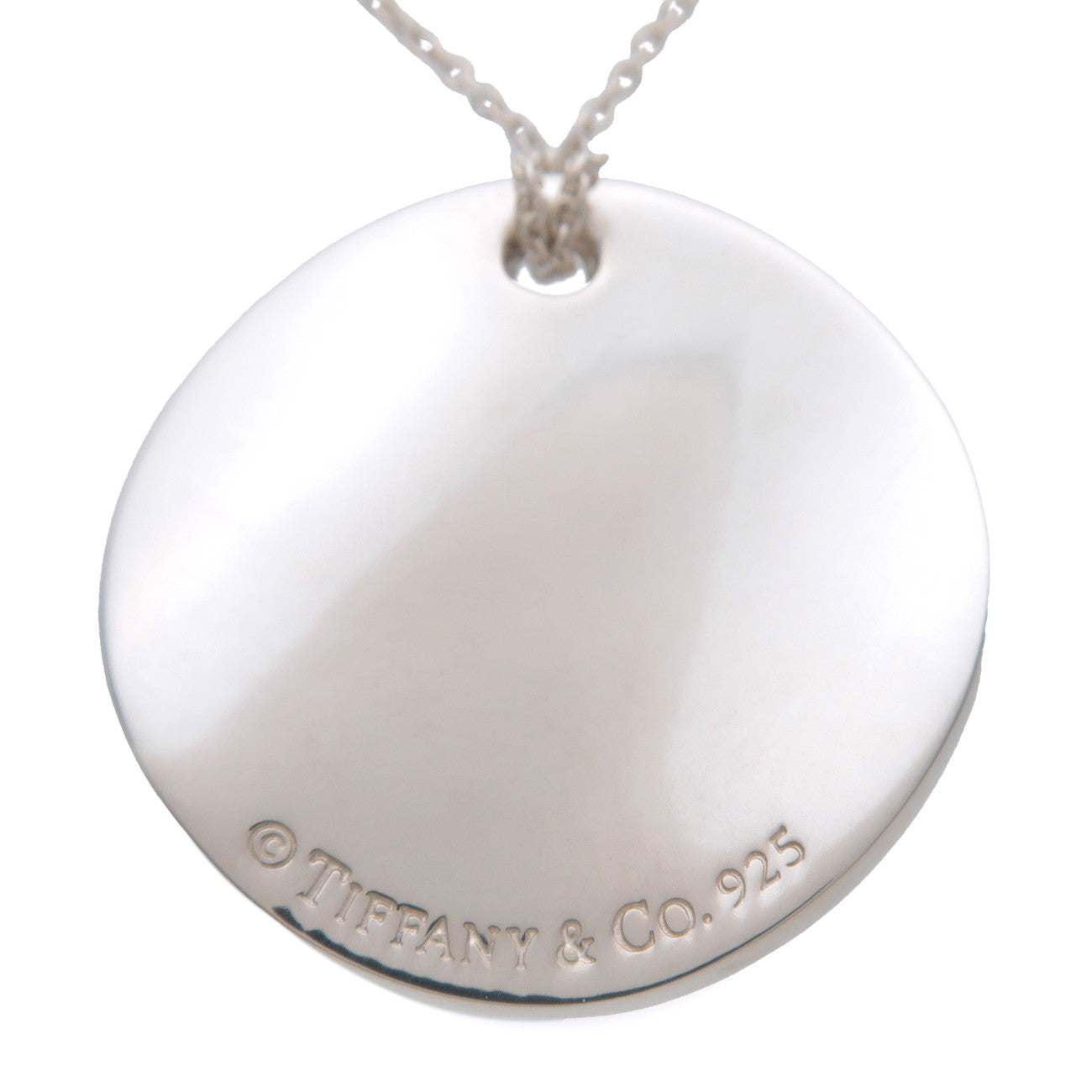 Tiffany&Co. Notes Round Tag Necklace Pendant Silver SV925