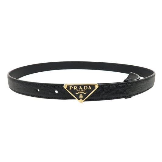 PRADA-Saffiano-Leather-Logo-Belt-75/30-Size-2-Black-Gold-1CC370