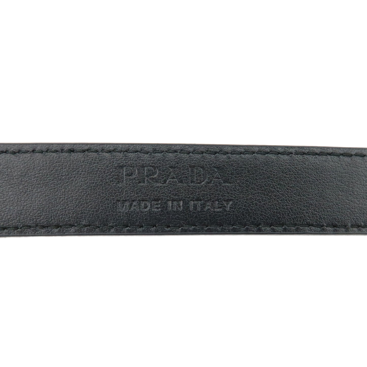 PRADA Saffiano Leather Logo Belt 75/30 Size 2 Black Gold 1CC370