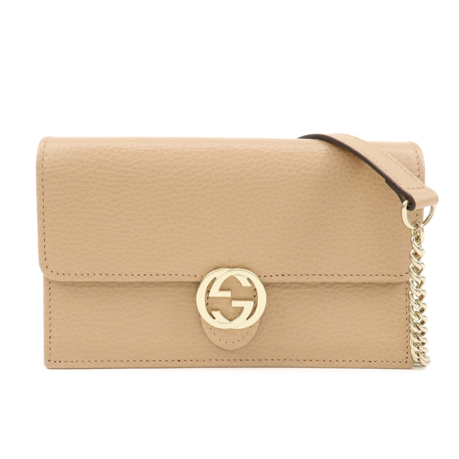 GUCCI-Interlocking-G-Leather-Chain-Shoulder-Wallet-Beige-615523