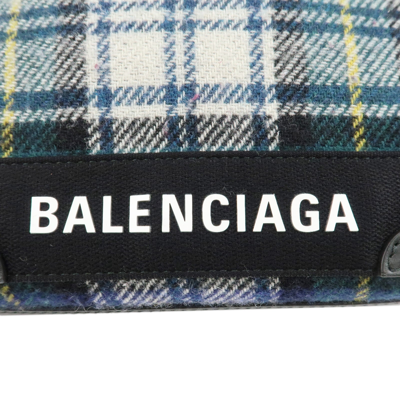 BALENCIAGA Navy Cabas S Wool Leather Canvas Hand Bag 339933