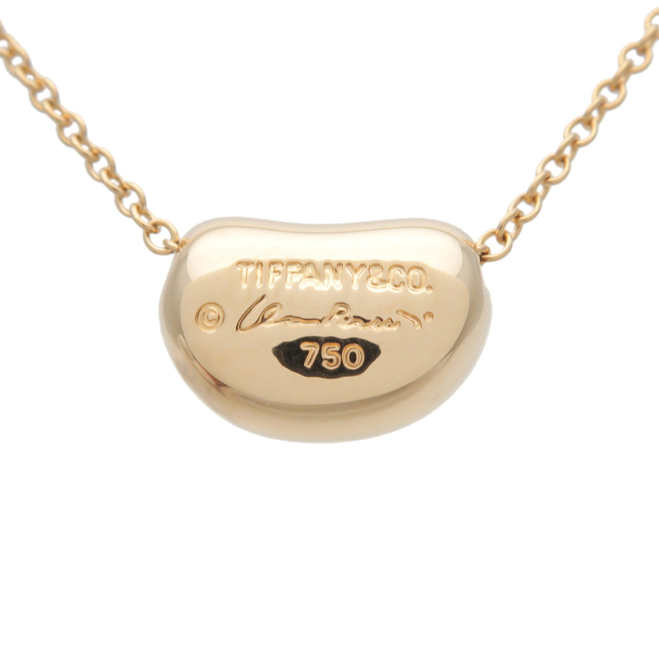 Tiffany & Co. Bean Necklace Small K18YG 750YG Yellow Gold