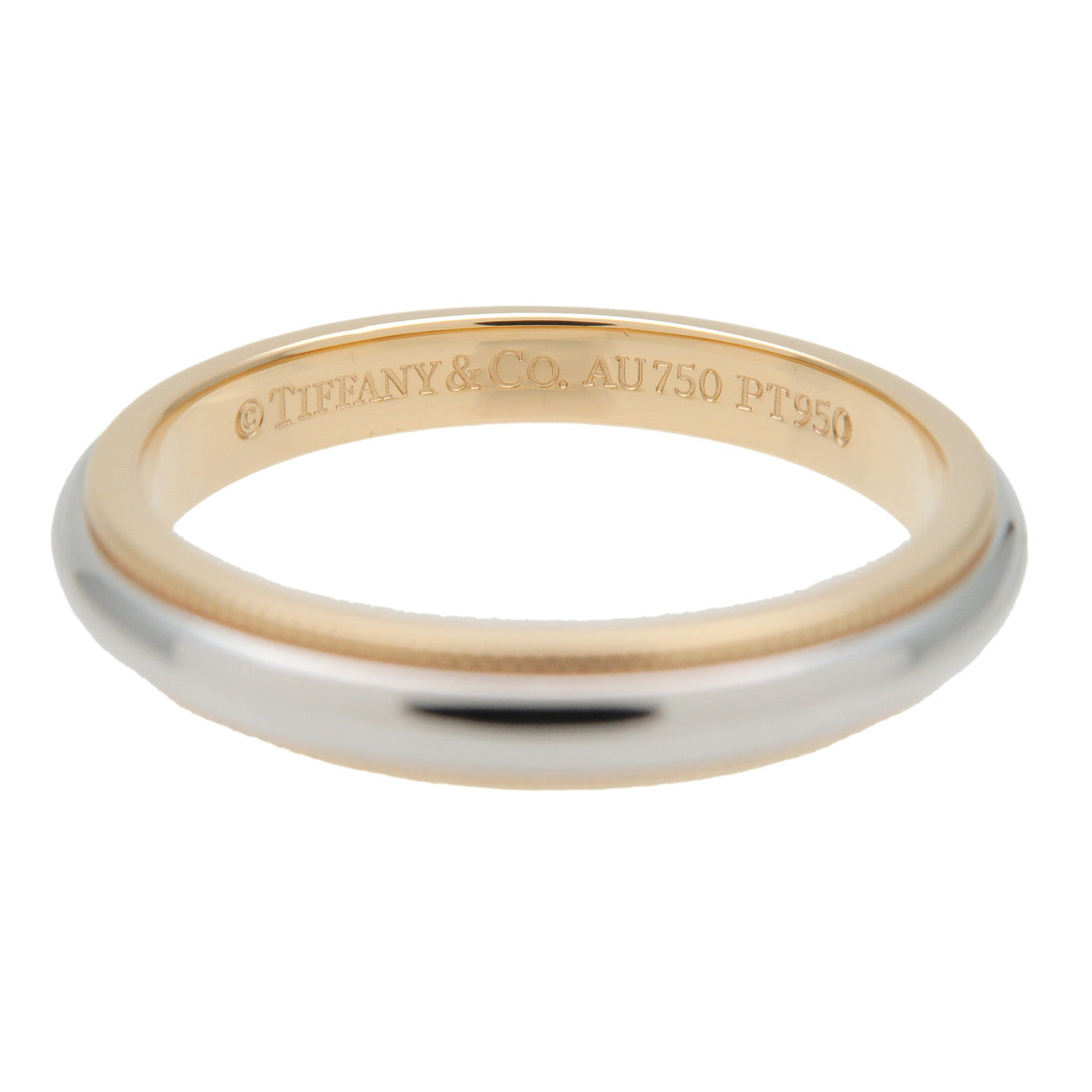 Tiffany&Co. Milgrain Band Ring K18 PT950 YellowGold Platinum