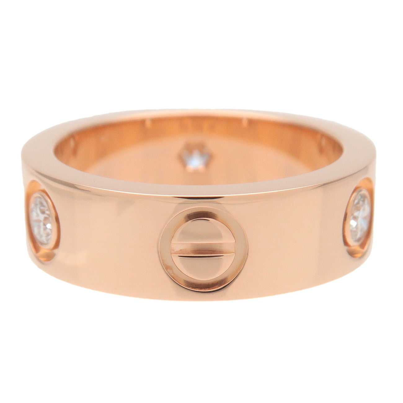 Cartier Love Ring Half Diamond K18 750PG Rose Gold #48 US4.5 EU48