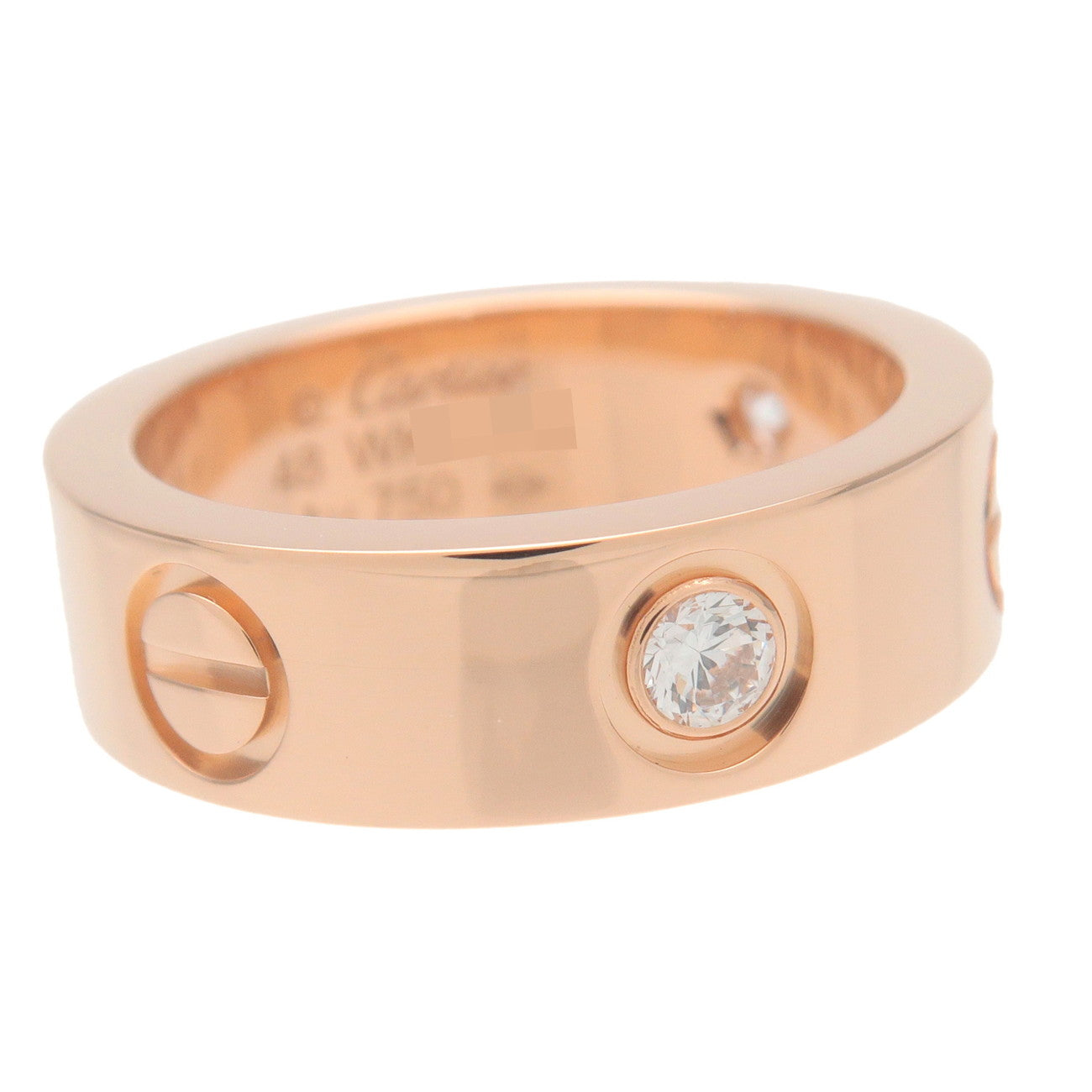 Cartier Love Ring Half Diamond K18 750PG Rose Gold #48 US4.5 EU48