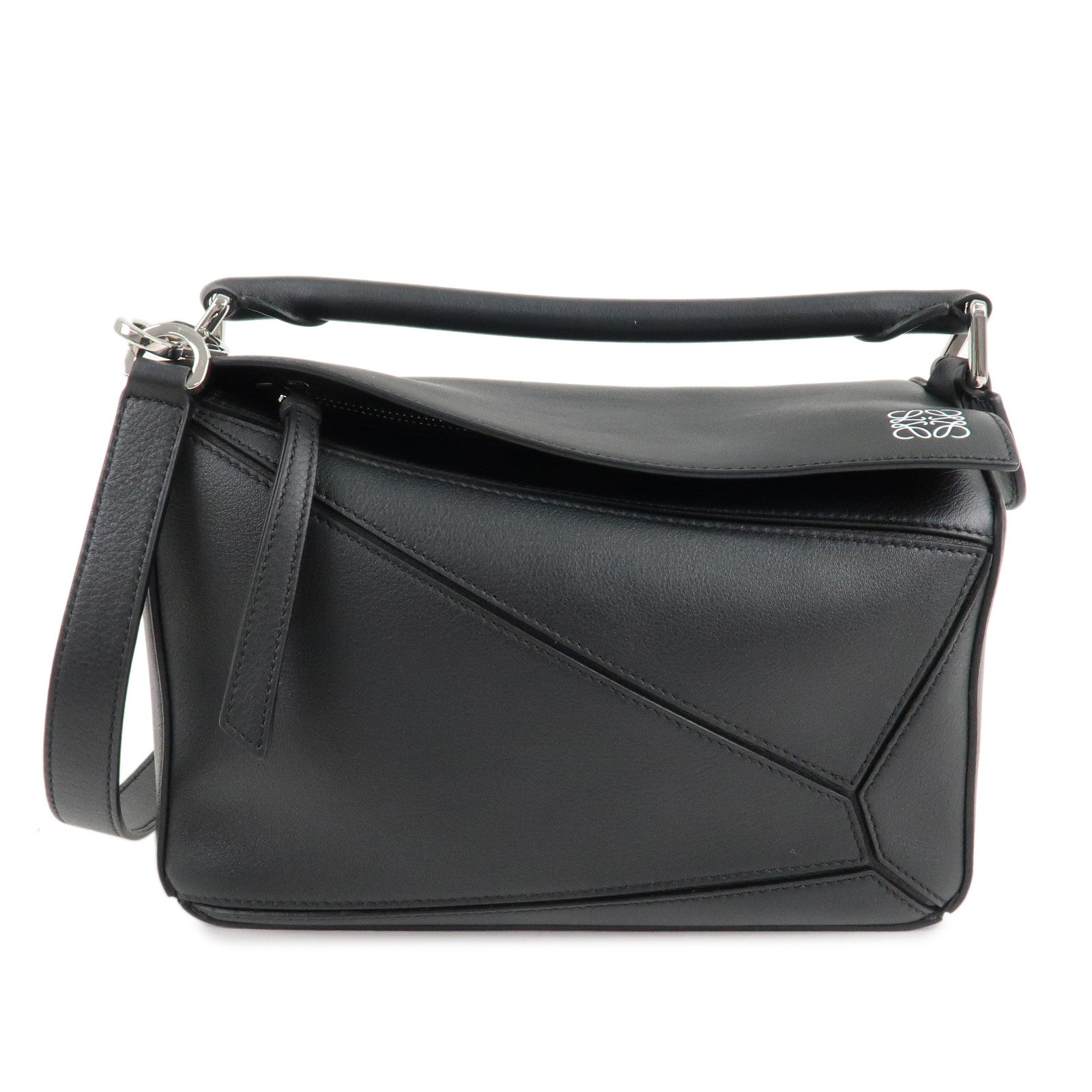 LOEWE-Leather-Puzzle-Bag-Small-2Way-Bag-Hand-Bag-Black