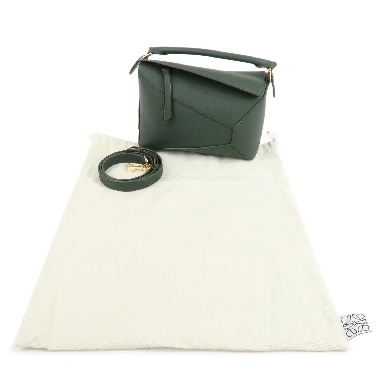 LOEWE Leather Puzzle Bag Small 2Way Bag Hand Bag Green