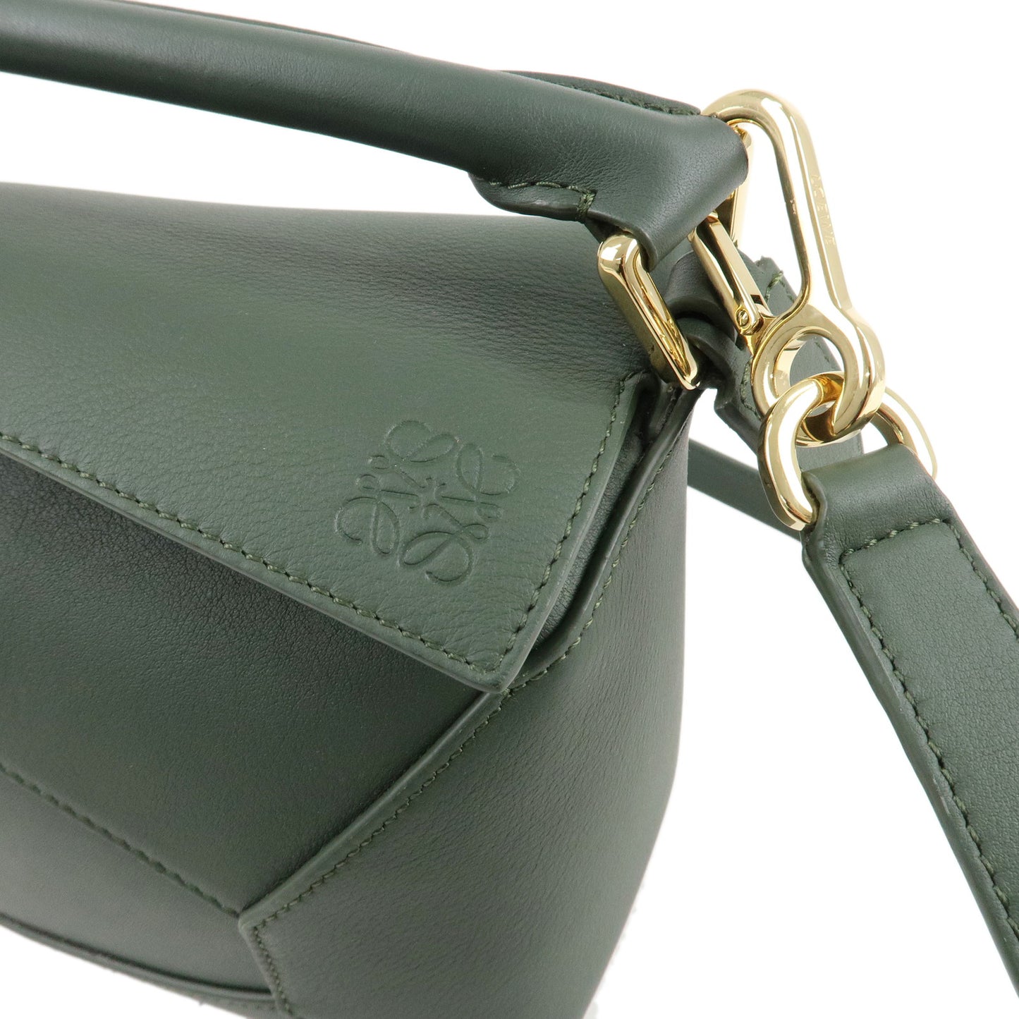 LOEWE Leather Puzzle Bag Small 2Way Bag Hand Bag Green