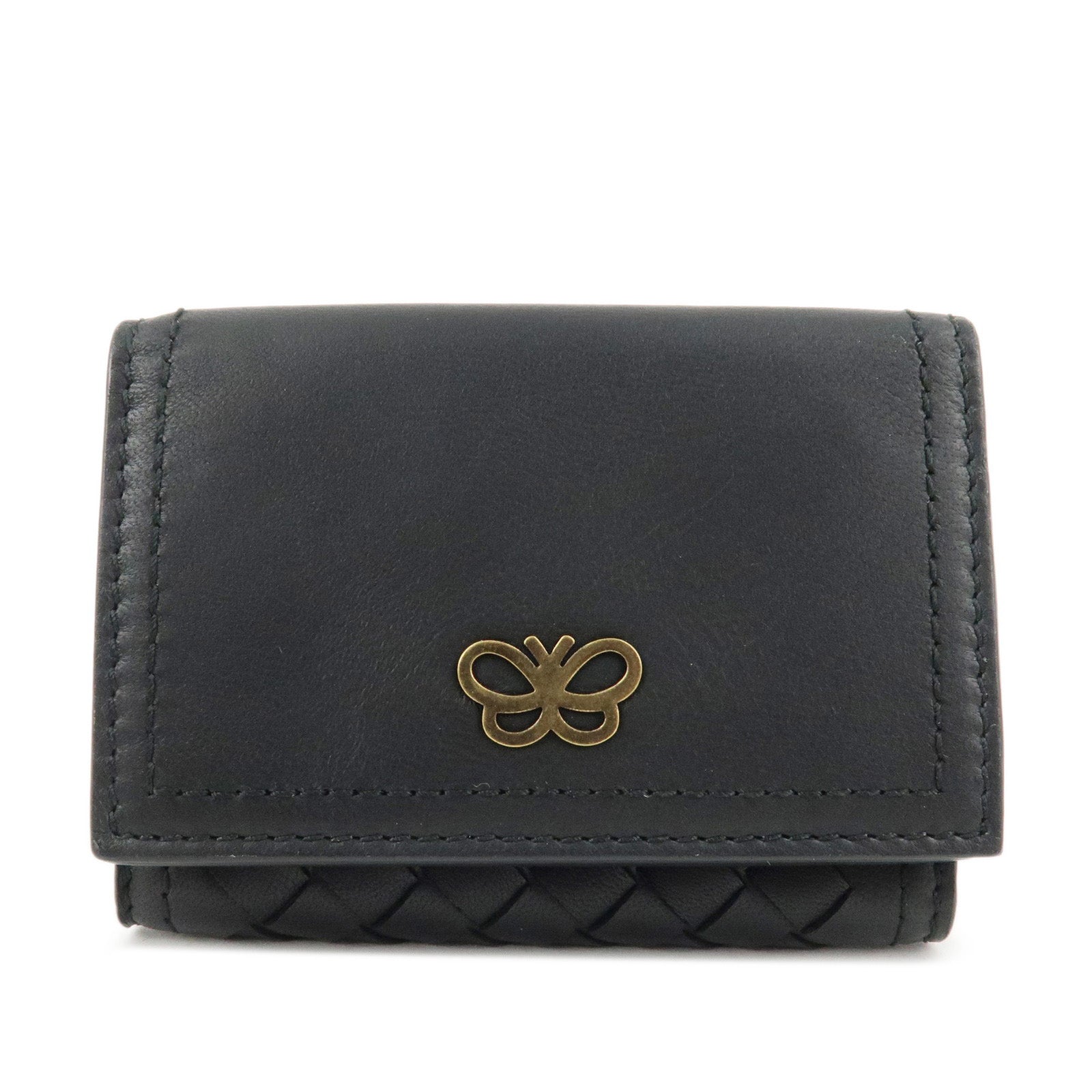 BOTTEGA-VENETA-Intrecciato-Leather-Tri-fold-Compact-Wallet