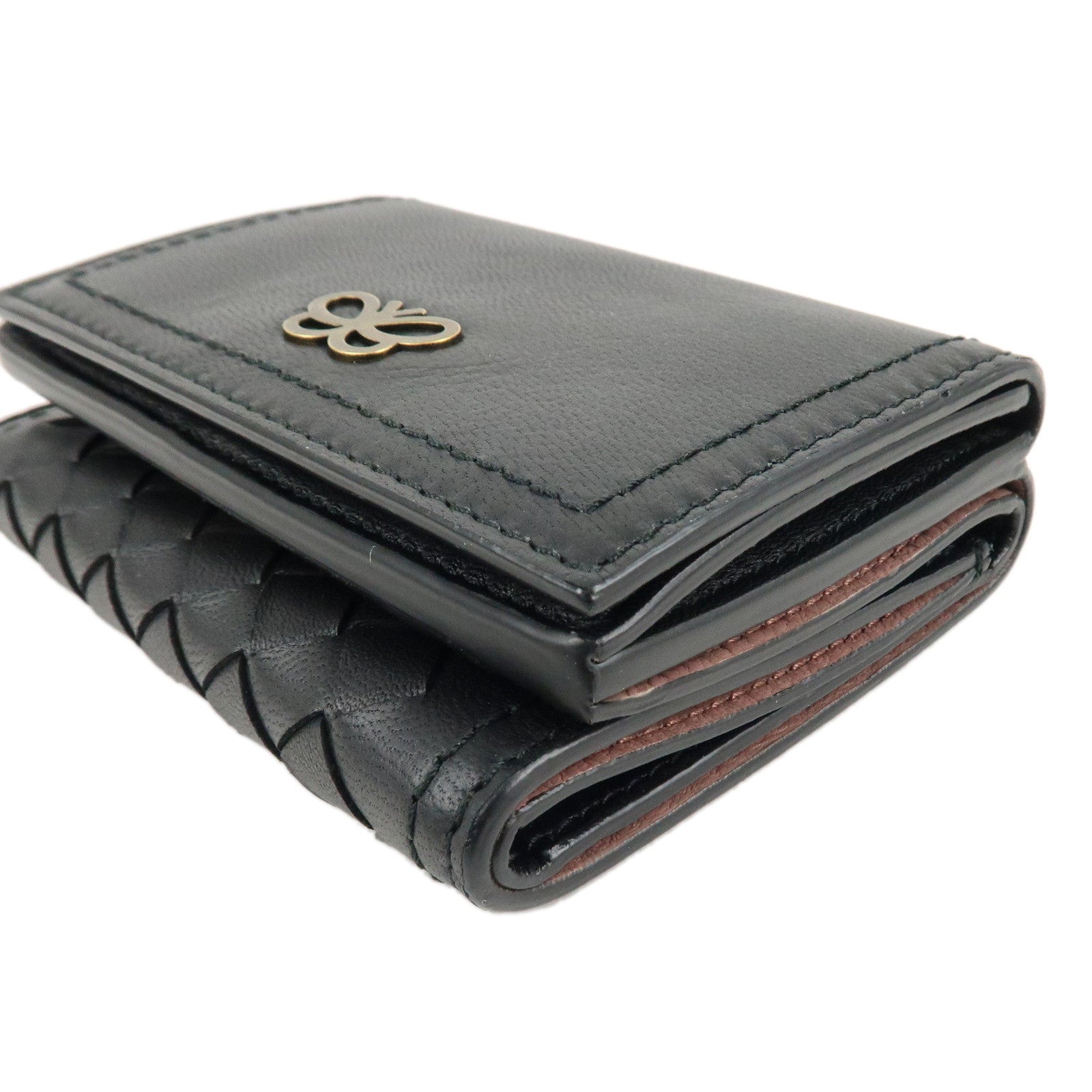 BOTTEGA VENETA Intrecciato Leather Tri-fold Compact Wallet