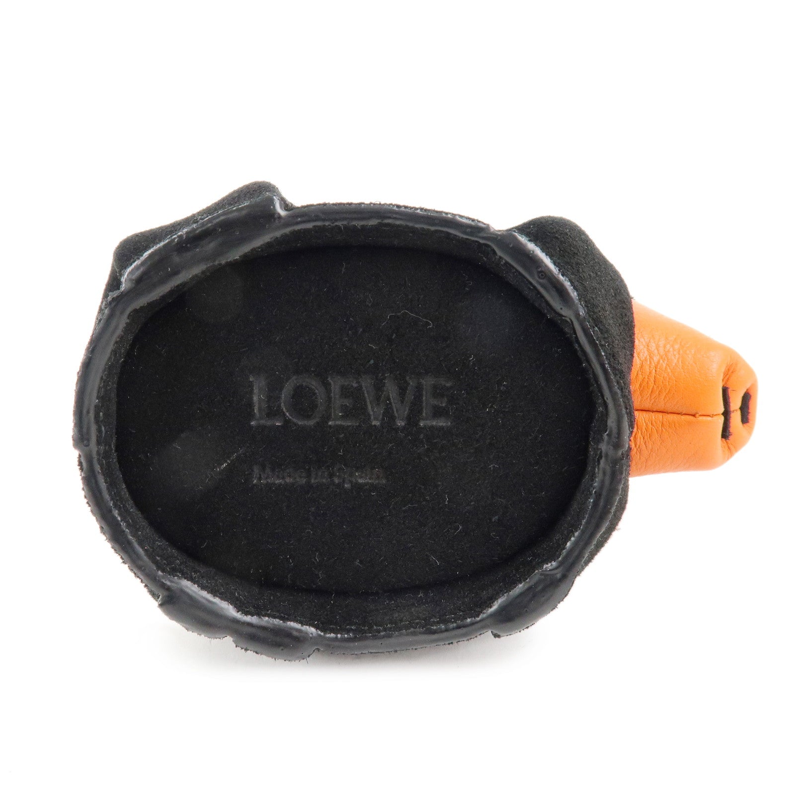 LOEWE Animals Leather Suede Coin Case Panda Orange Black