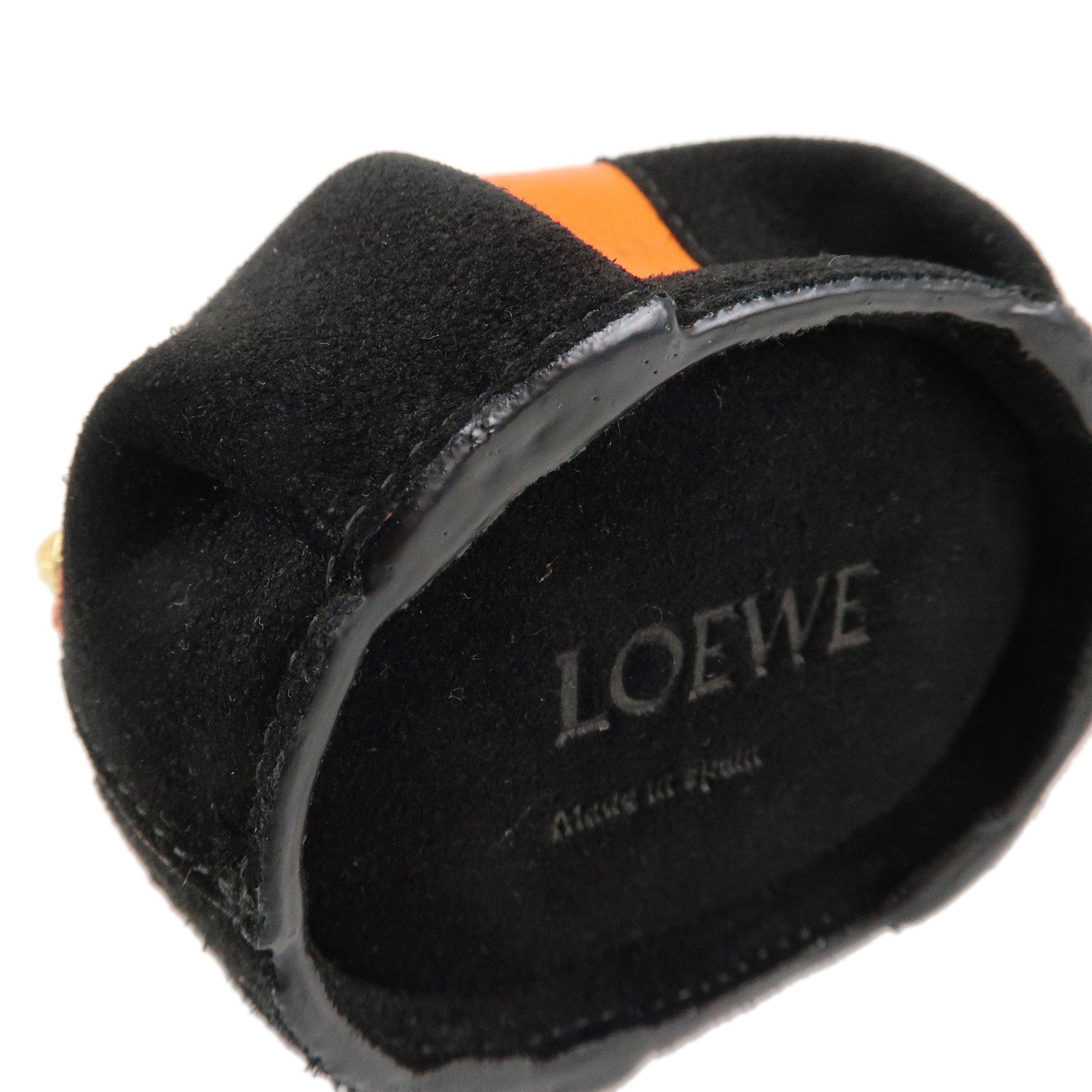 LOEWE Animals Leather Suede Coin Case Panda Orange Black