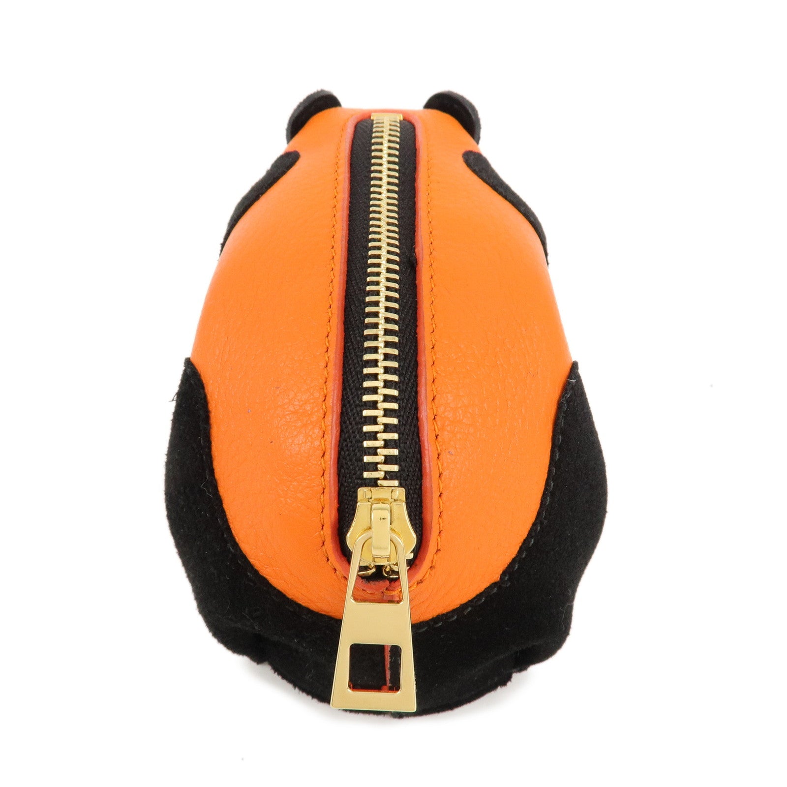 LOEWE Animals Leather Suede Coin Case Panda Orange Black