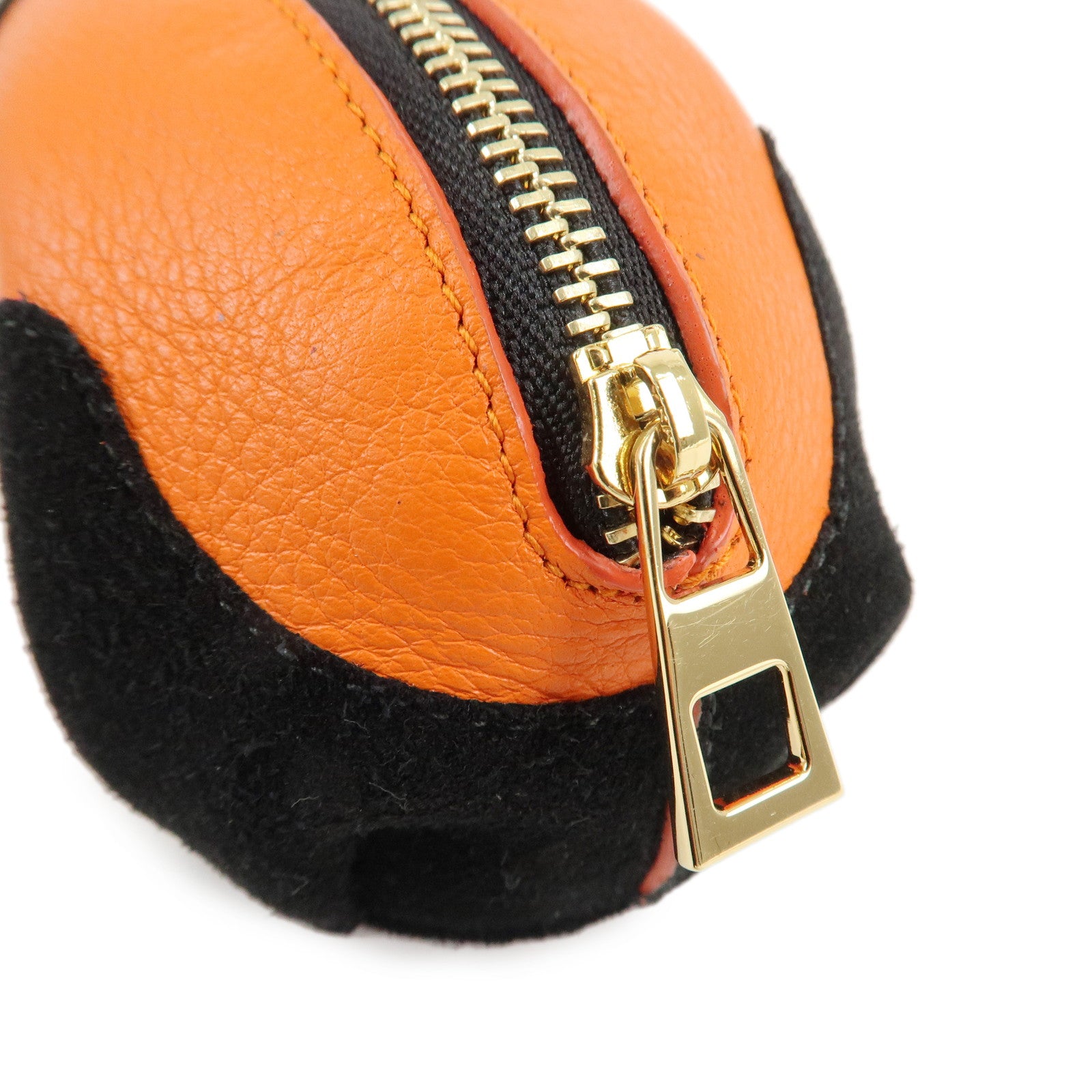 LOEWE Animals Leather Suede Coin Case Panda Orange Black