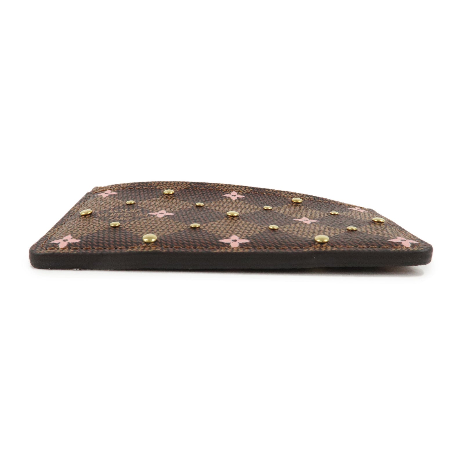 Louis Vuitton Dmier Ebene Studs Card Case Brown Pink N60475