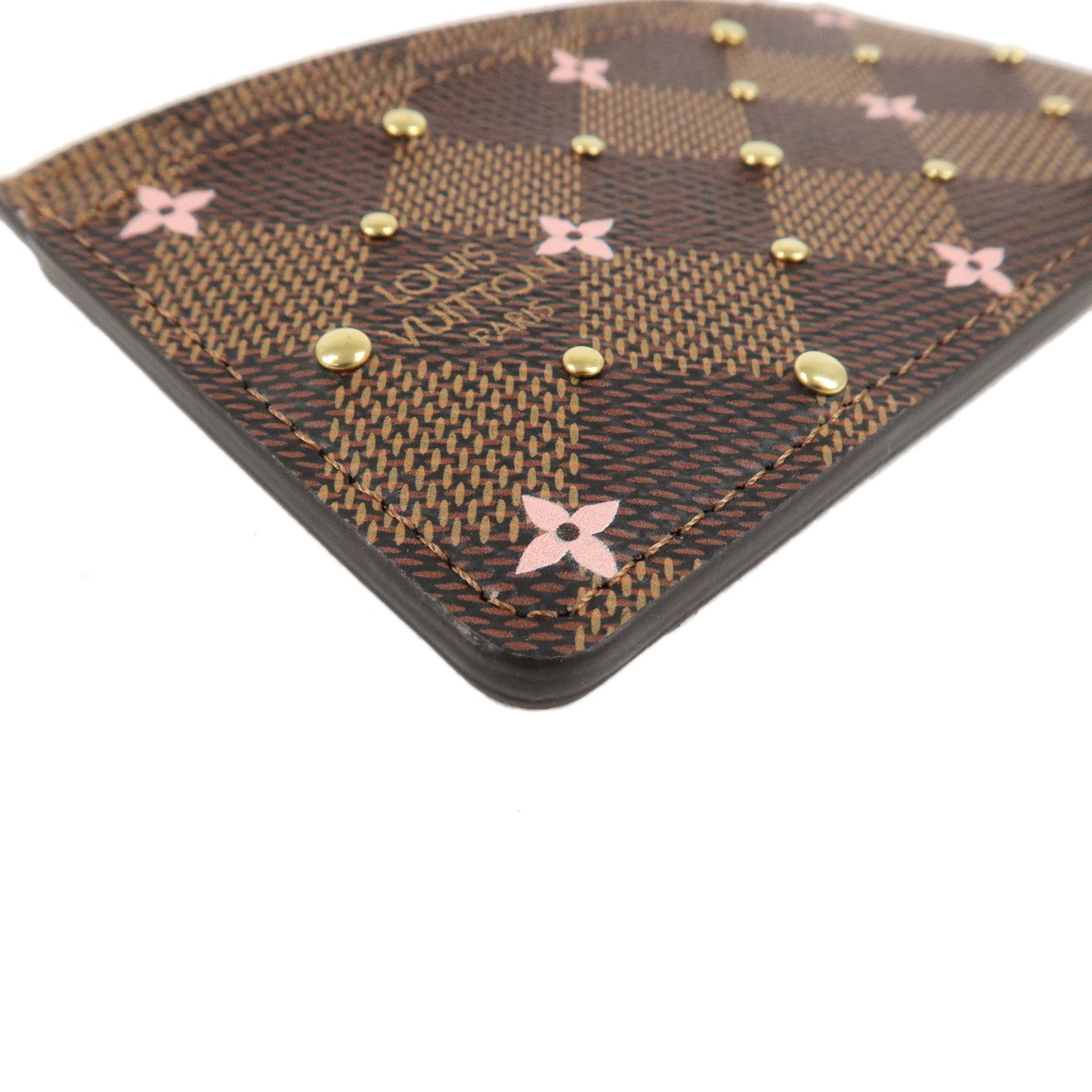 Louis Vuitton Dmier Ebene Studs Card Case Brown Pink N60475