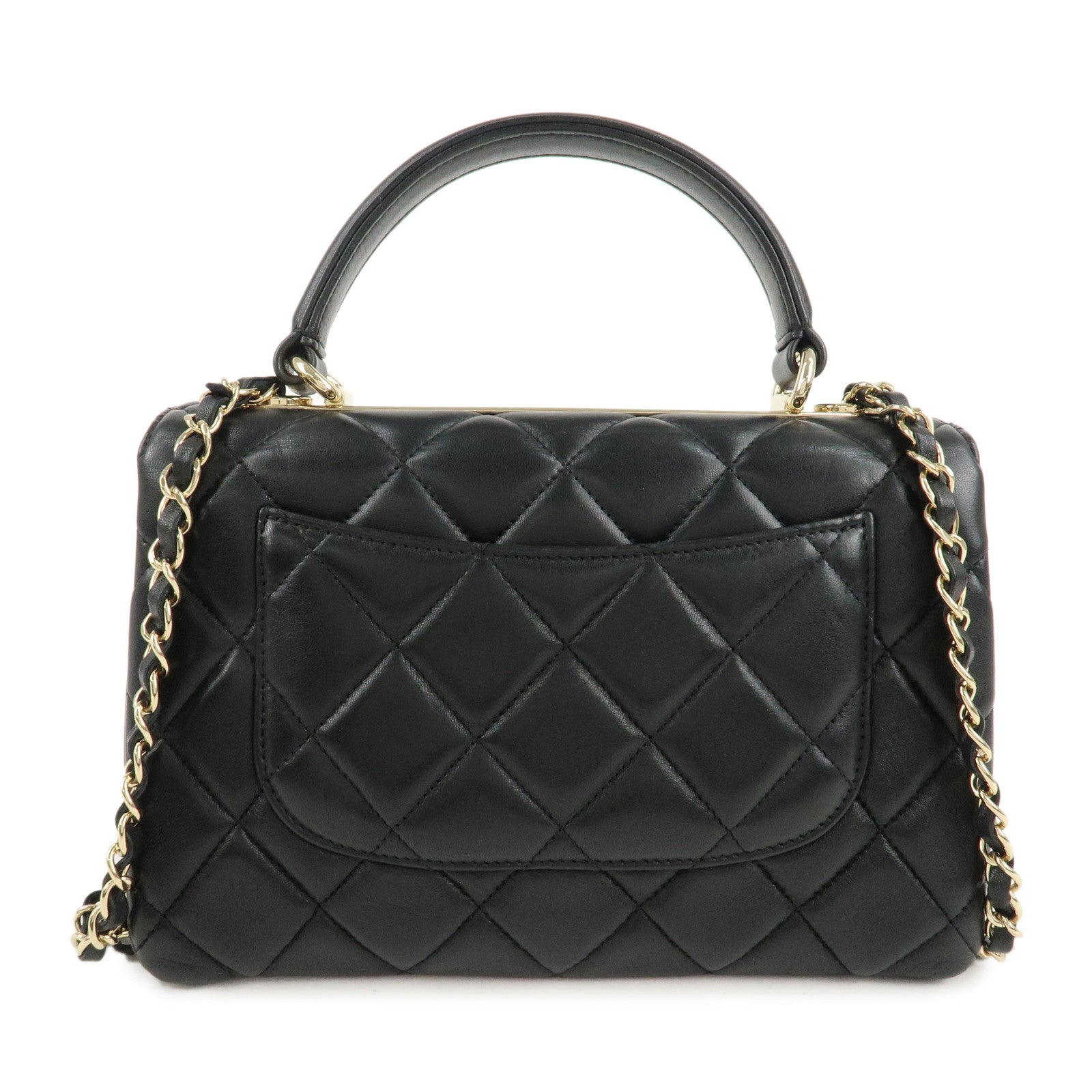 CHANEL Matelasse Trendy CC Lamb Skin 2Way Bag Black A92236