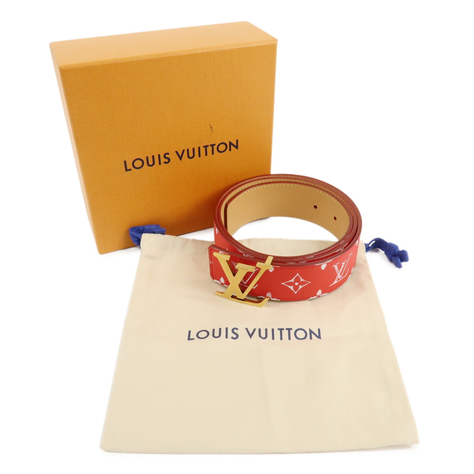 Louis Vuitton Monogram Saint Tulle Reversible Belt 85/34 Red M8457