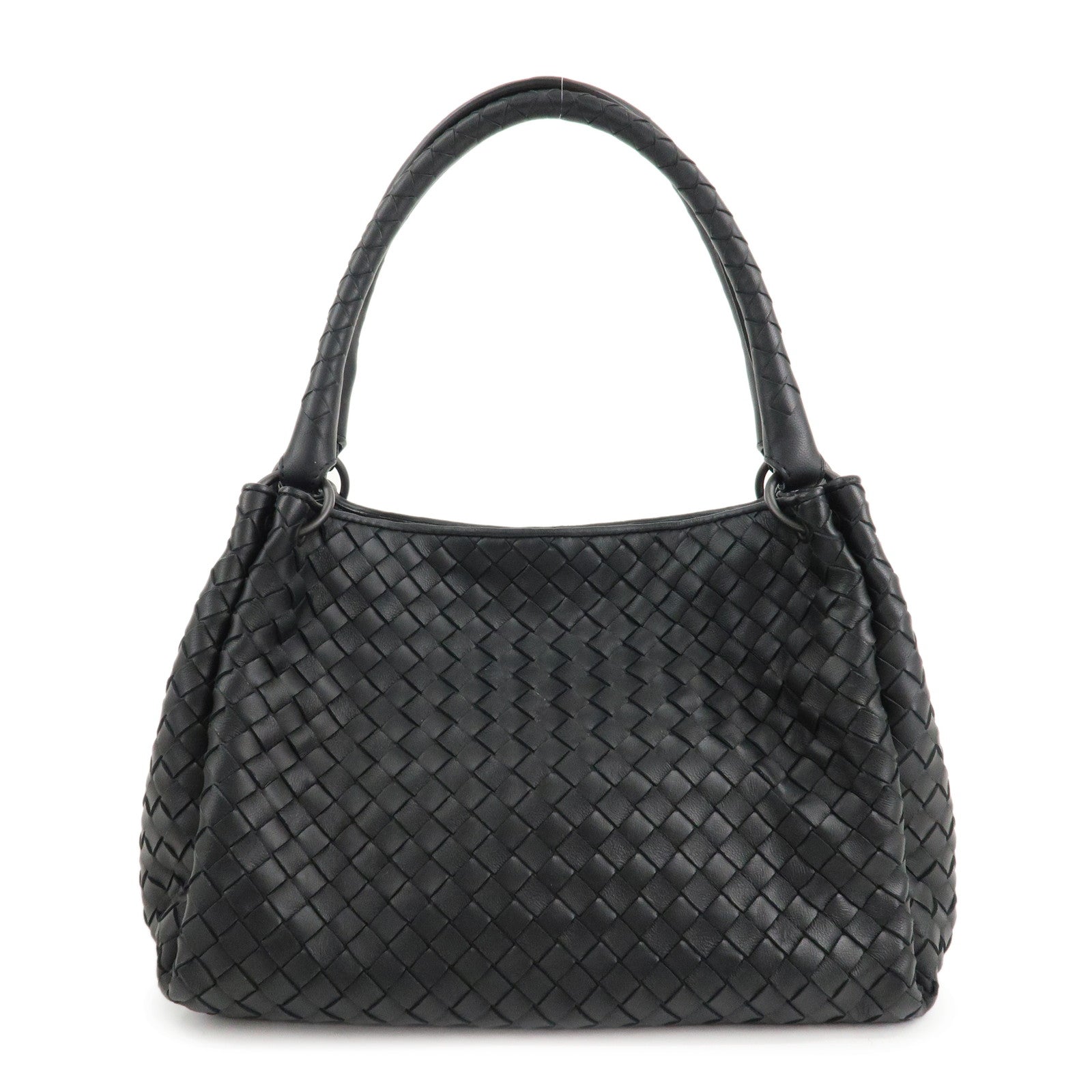 BOTTEGA VENETA Intrecciato Leather Sholder Bag Tote Bag Black