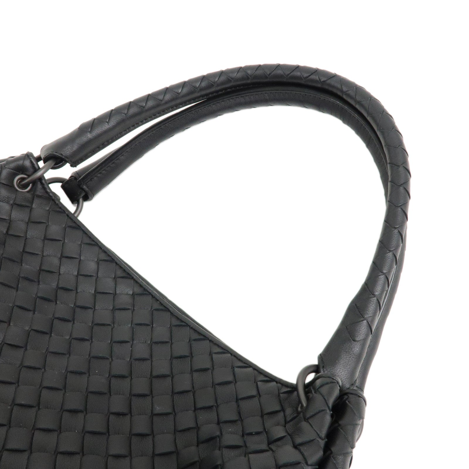 BOTTEGA VENETA Intrecciato Leather Sholder Bag Tote Bag Black Used