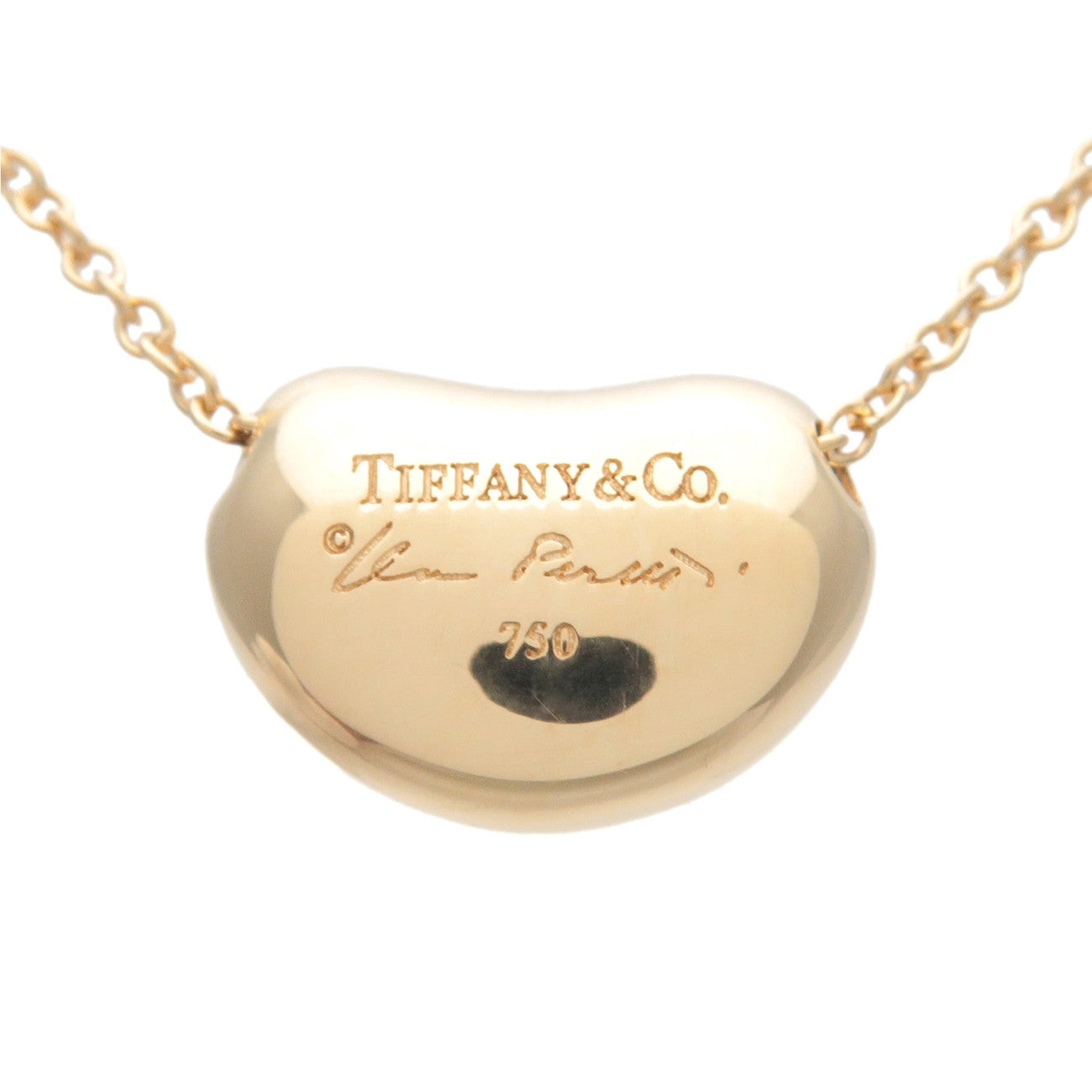 Tiffany&Co. Bean Necklace Small K18YG 750YG Yellow Gold