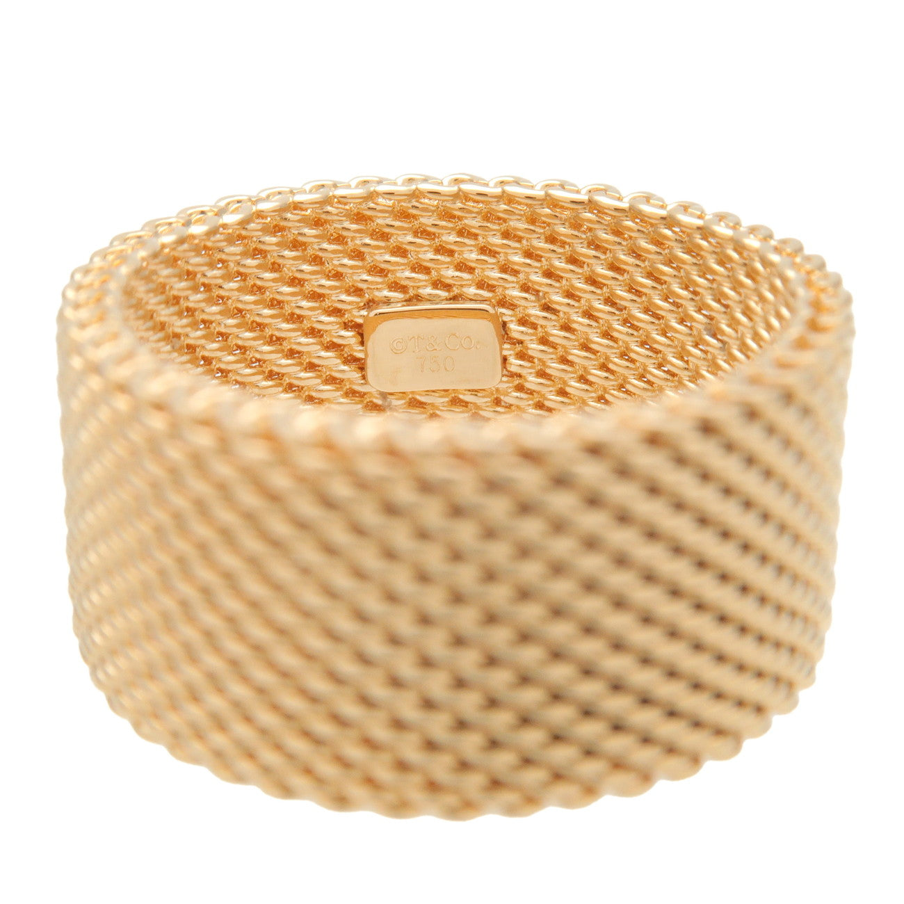 Tiffany&Co. Somerset Mesh Ring Wide K18YG 750YG Yellow Gold US6