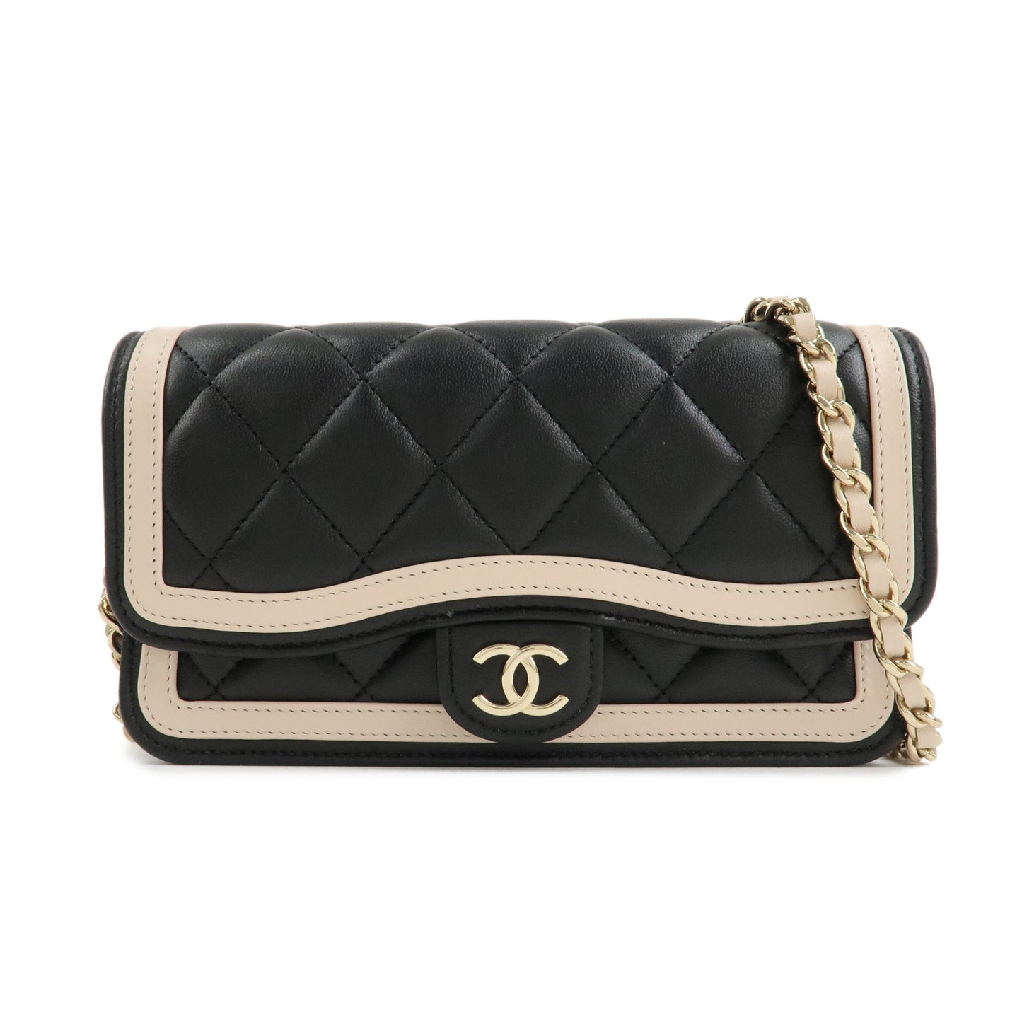 CHANEL-Matelasse-Lamb-Skin-Mini-Matelasse-Shoulder-Bag-Black