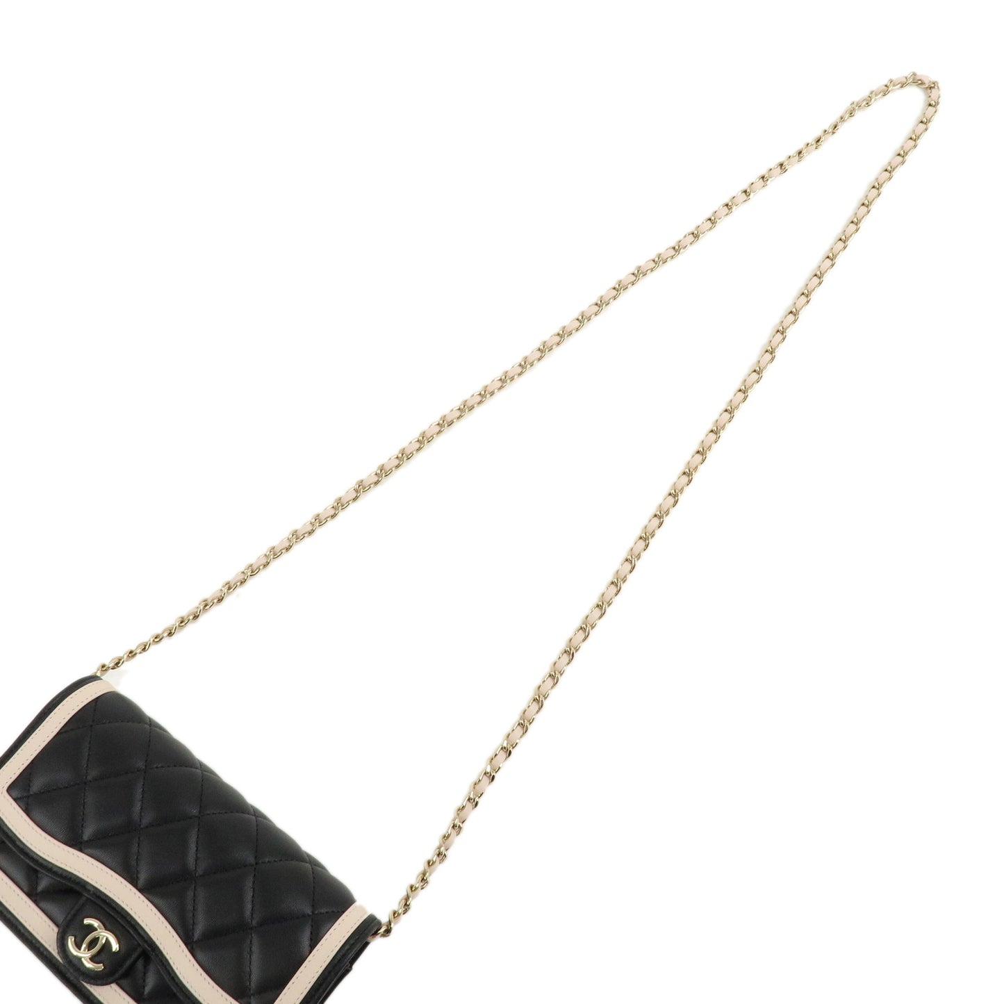 CHANEL Matelasse Lamb Skin Mini Matelasse Shoulder Bag Black