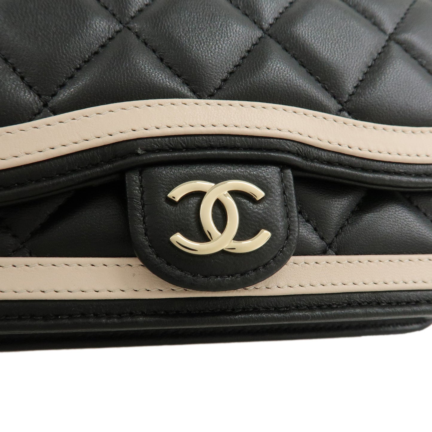 CHANEL Matelasse Lamb Skin Mini Matelasse Shoulder Bag Black