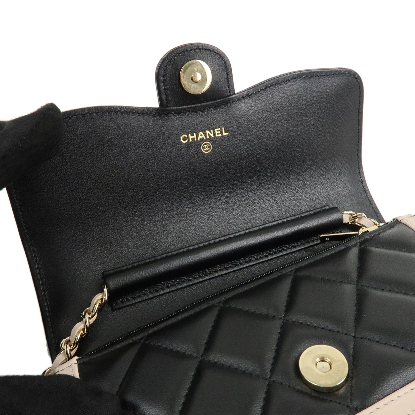 CHANEL Matelasse Lamb Skin Mini Matelasse Shoulder Bag Black