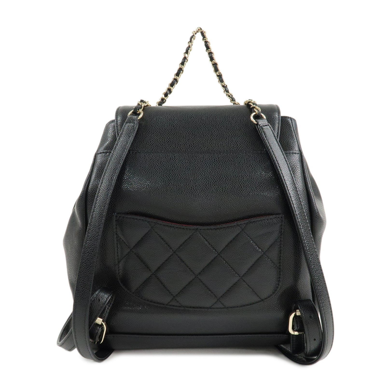 CHANEL Matelasse Caviar Skin Back Pack Ruck Sack Black A93748