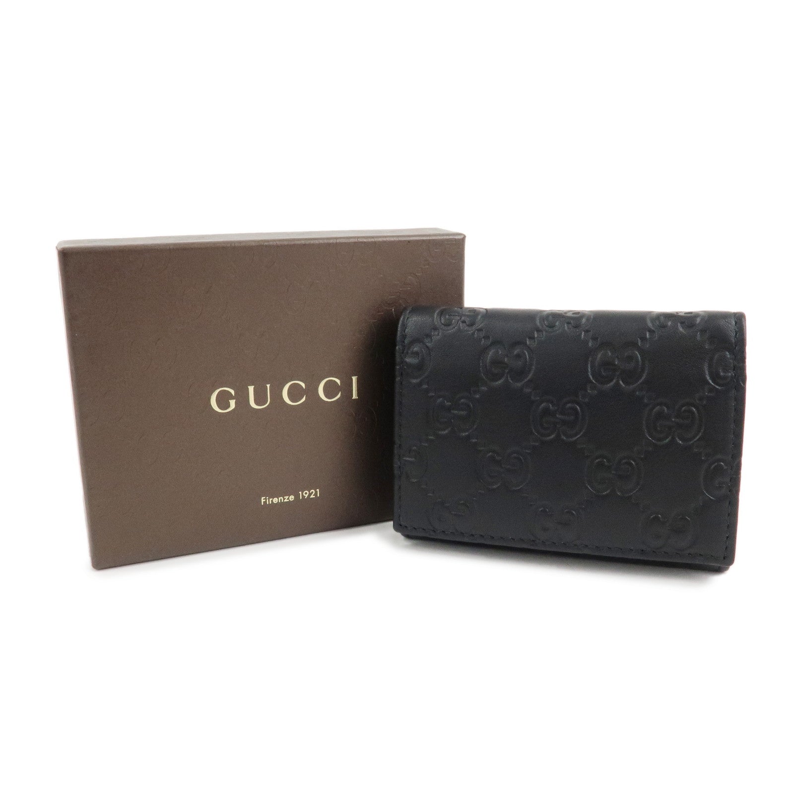 GUCCI Guccissima Leather Card Case Black 120965