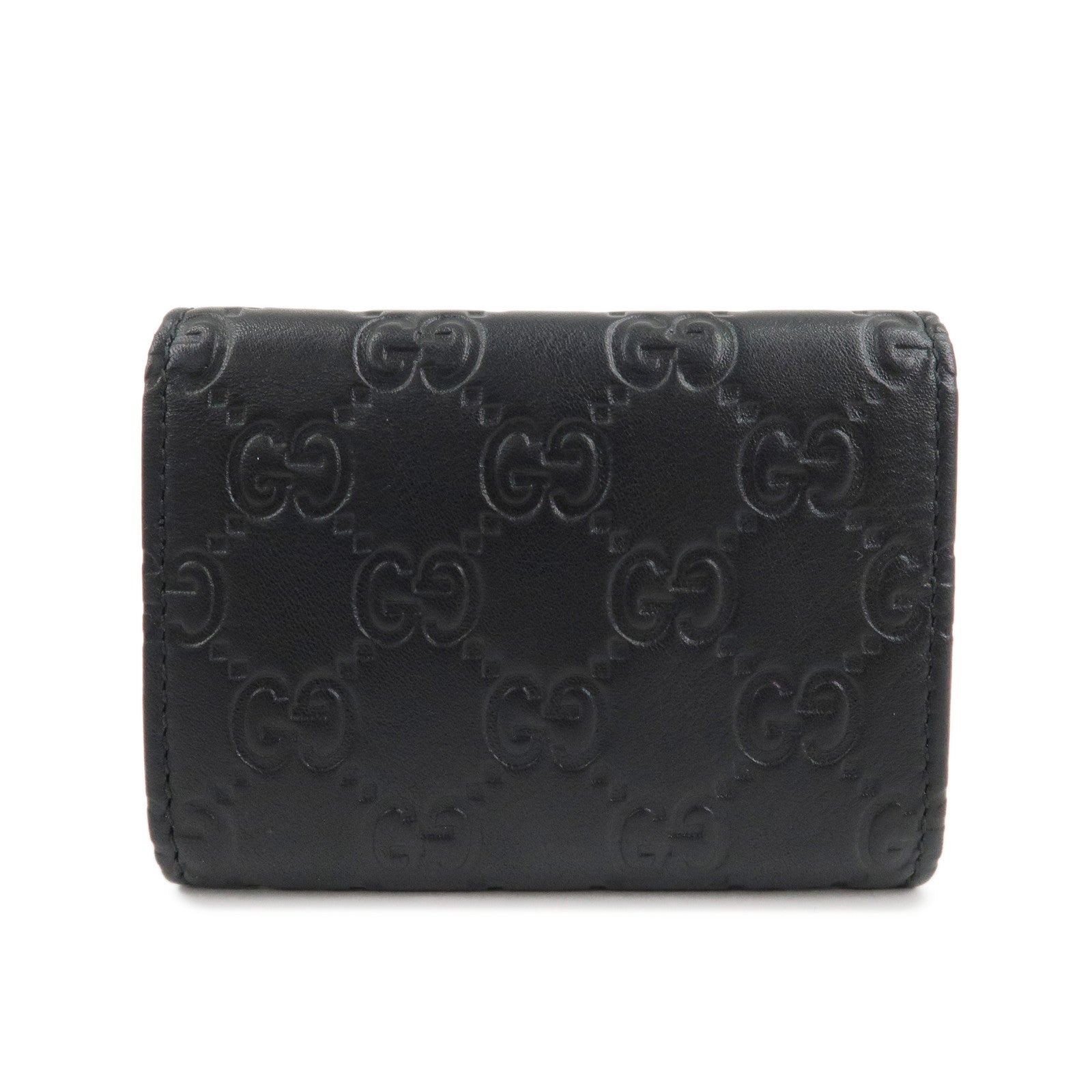 GUCCI Guccissima Leather Card Case Black 120965 Used